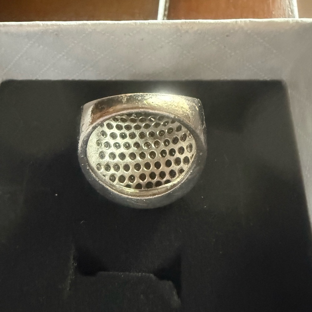 Silver Rhinestone Statement Ring 925 Silver - image 3